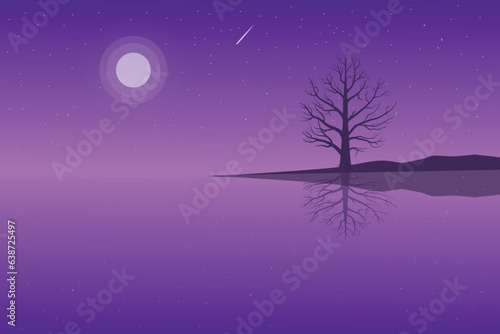 beautiful mountain night moon lanscape photos and mangrove trees © microstockhut