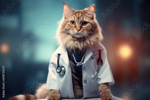 cat wearing like veterinarian