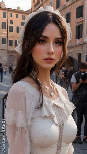 Beautiful Model Woman In Rome