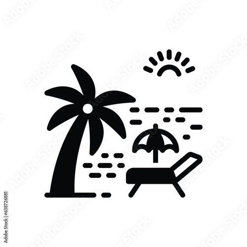 Black solid icon for beach 