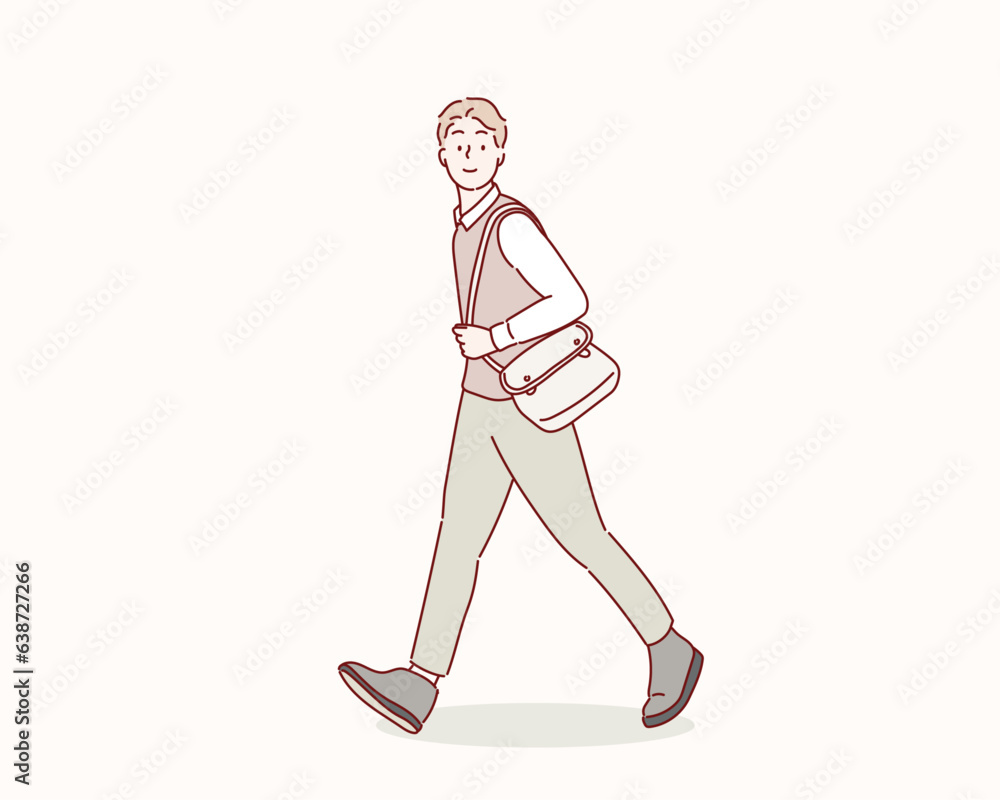 Φωτογραφία positive cheerful man have free time fun go walk want meet university friends wear casual style clothes