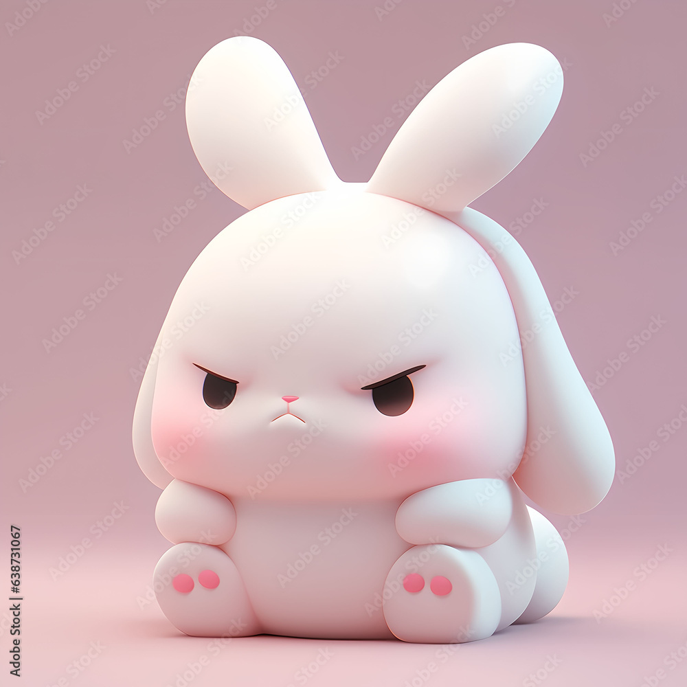 Cute little angry bunny with a funny expression Cute little angry bunny with a funny expression