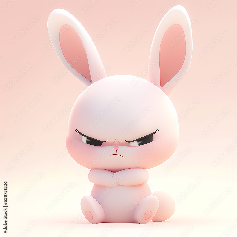 Cute little angry bunny with a funny expression Cute little angry bunny with a funny expression