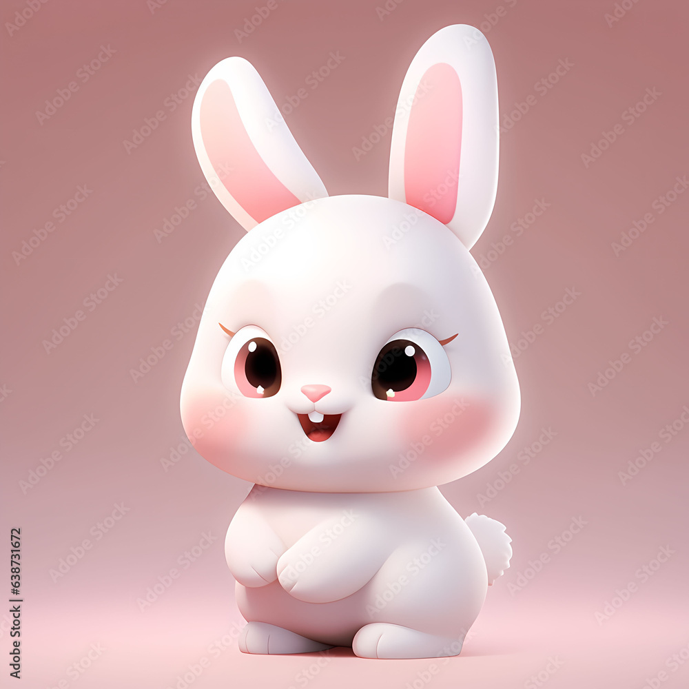 Obraz premium Cute little bunny with a funny expression