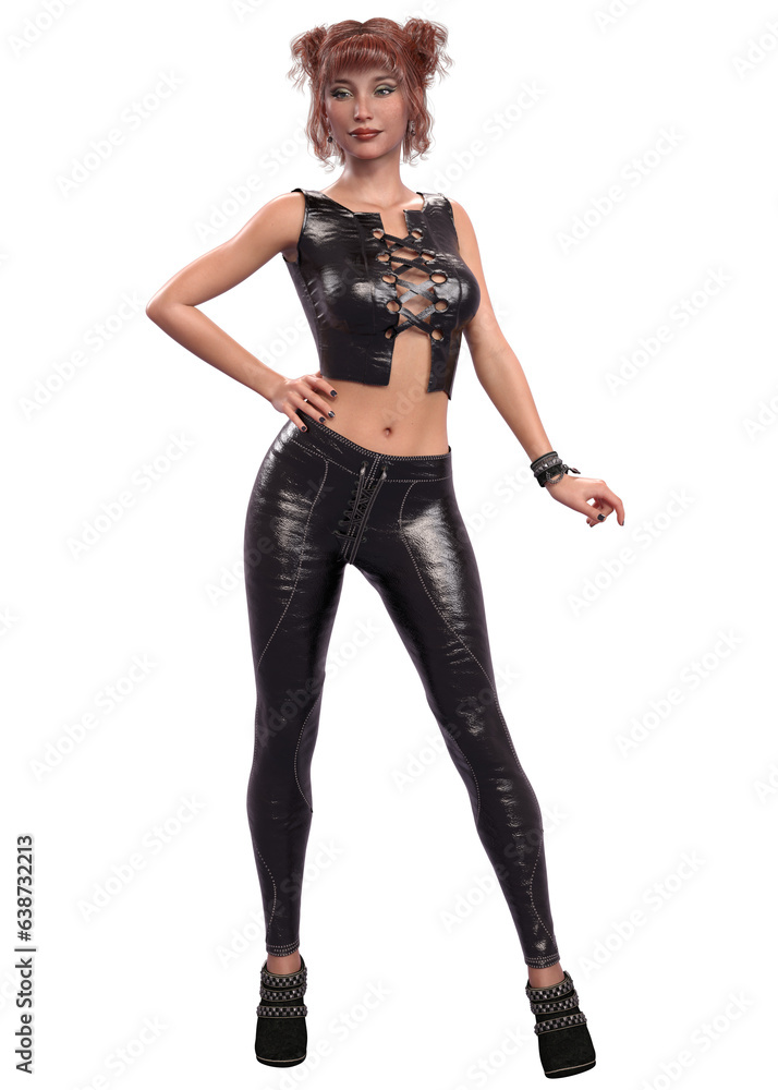 3D Render of Girl in black leather outfit 3D Render of Girl in black leather outfit