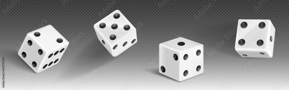 3d casino game play cube roll isolated vector icon. White realistic gambling poker lucky square rolling with six, five and two dot number set. Random gamble gaming entertainment toy pieces with risk 3d casino game play cube roll isolated vector icon. White realistic gambling poker lucky square rolling with six, five and two dot number set. Random gamble gaming entertainment toy pieces with risk