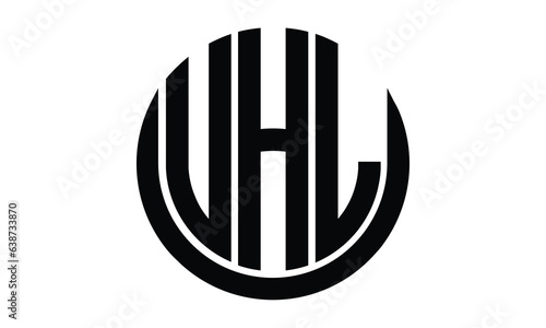 UHL shield in circle logo design vector template. lettermrk, wordmark, monogram symbol on white background. photo