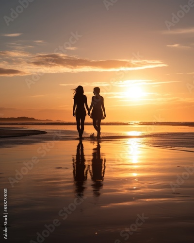 silhouette of a couple on the beach