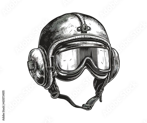 Retro aviator helmet. Vector illustration desing.