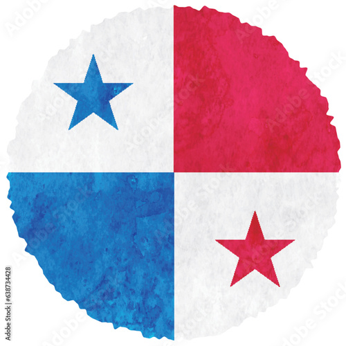 パナマ　国旗　水彩　円　アイコン