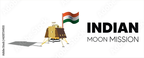 Indian Moon Mission Vikram Lander on white isolated