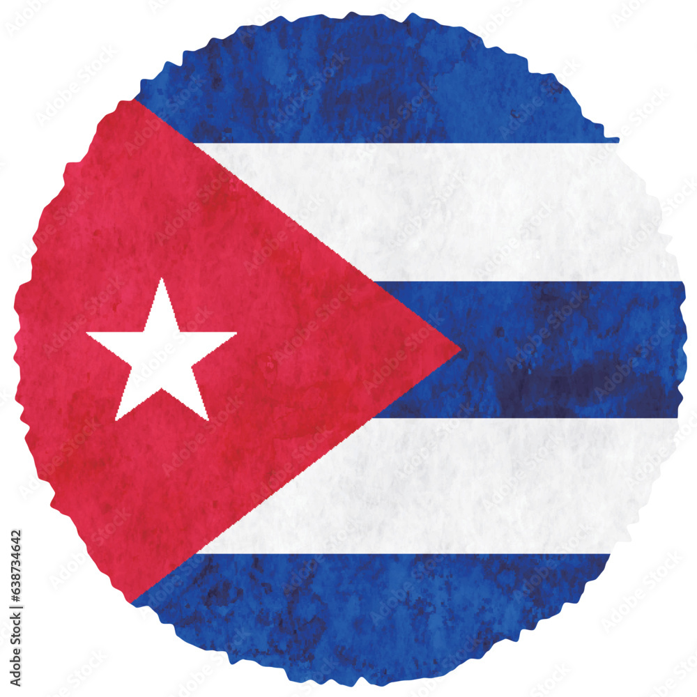 キューバ　国旗　水彩　円　アイコン