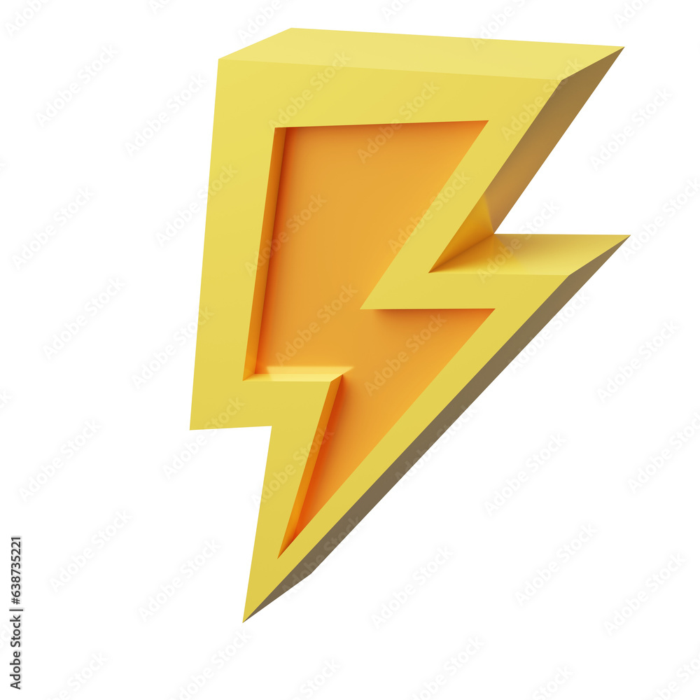 thunderbolt icon for flash sale or fast work concept. 3D rendering thunderbolt icon for flash sale or fast work concept. 3D rendering