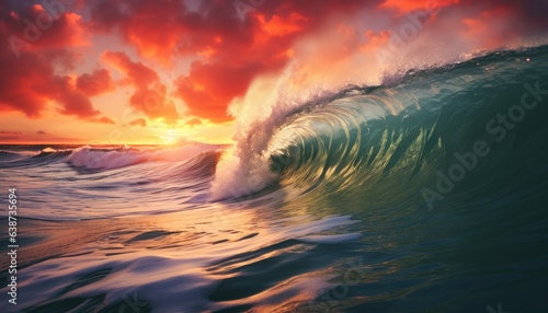 wave sunset over the sea © Dinaaf