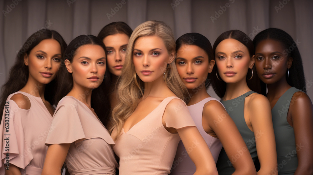 Fototapeta premium Photo of young attractive diverse women