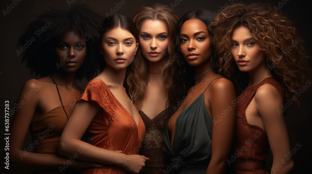 Obraz premium Photo of young attractive diverse women
