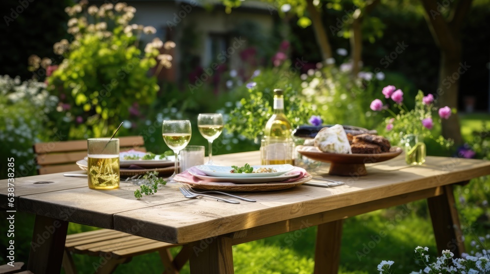 table setting in the garden