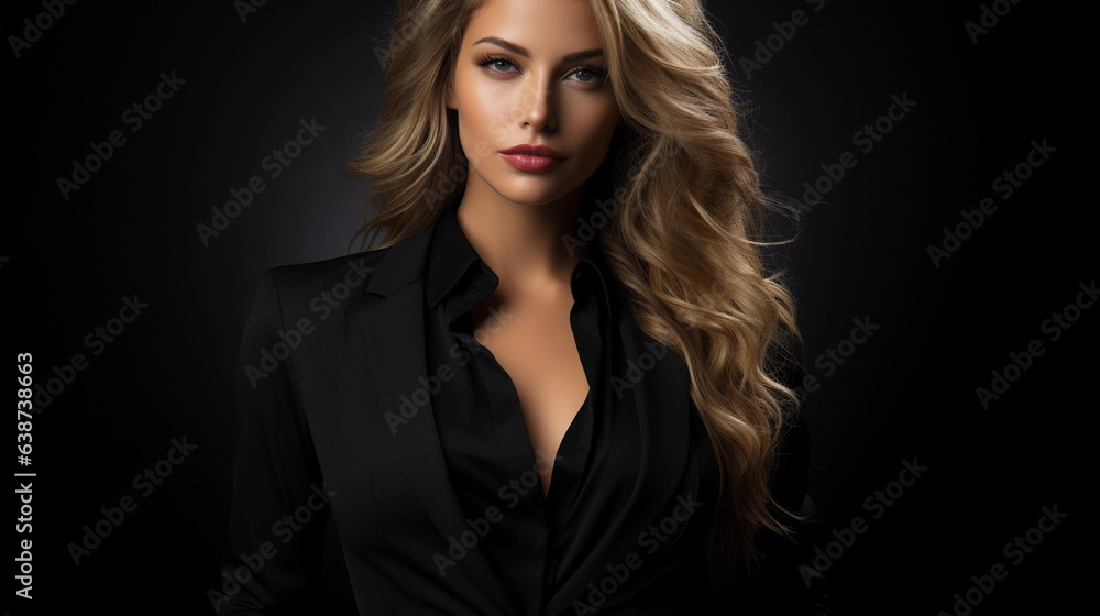 young attractive businesswomen in black suite young attractive businesswomen in black suite