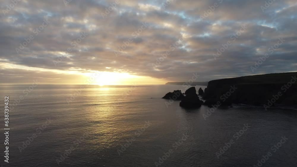 Aerial winter sunset of the Copper Coast Coastline on a winter evening Aerial winter sunset of the Copper Coast Coastline on a winter evening