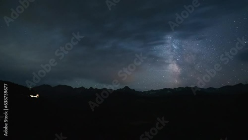 Cinematic motion time lapse hyper lapse following Milky Way star galaxy clear cloudy night moon rise Southern Colorado Rocky Mountains Telluride Silverton Ouray San Juan Range Mt Sniffels Dallas Peak photo