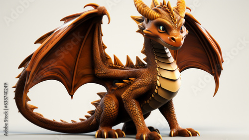 Сute dragon clipart 3d render, isolated, ai technology