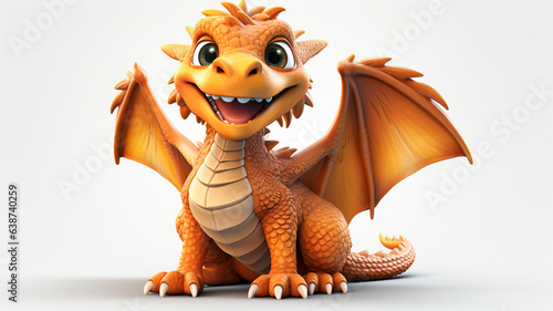 Сute dragon clipart 3d render, isolated, ai technology