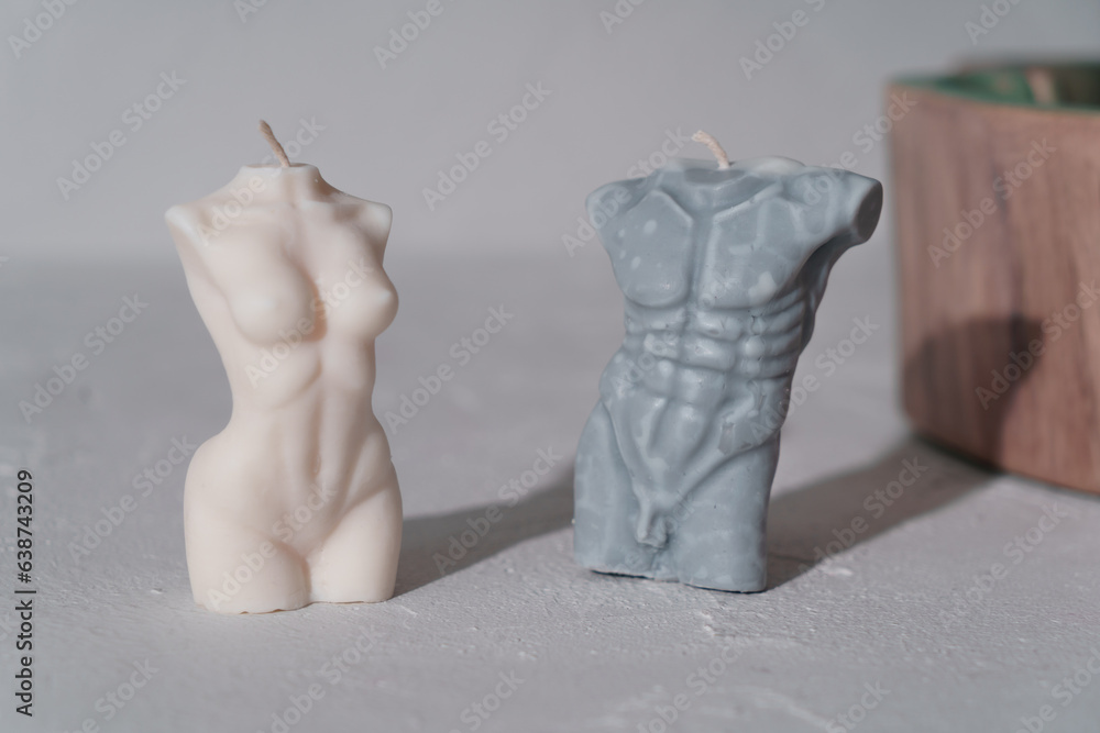 Two scented candles in the form of a female and male figure Two scented candles in the form of a female and male figure