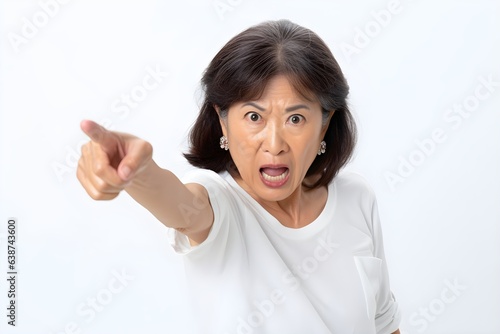 Wallpaper Mural 怒っている中年女性　白背景　with generative ai Torontodigital.ca