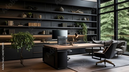 Sleek and efficient workspace in a contemporary office 