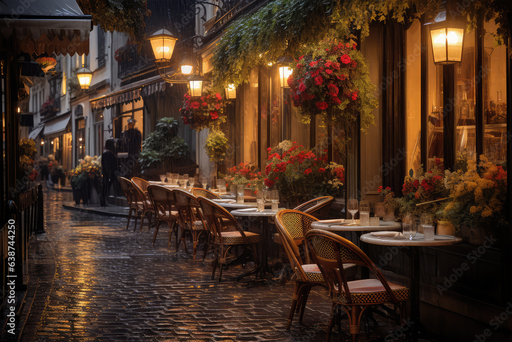 Paris's cozy restaurants on background