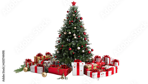 christmas tree and gifts isolated