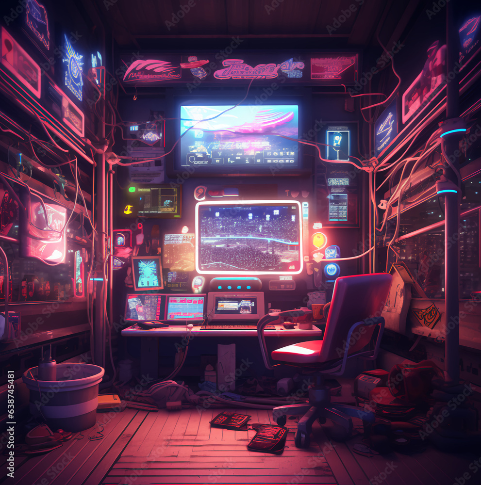 custom made wallpaper toronto digitala baseball like computer, cyberpunk neon lights 