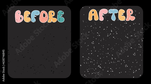 Template background before and after. Groovy design. Vector illustration