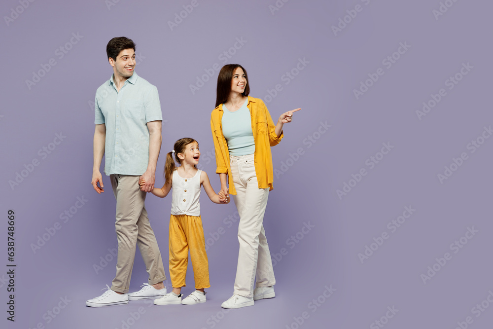 Full Body Happy Young Parents Mom Dad Child Kid Daughter Girl 6 Years