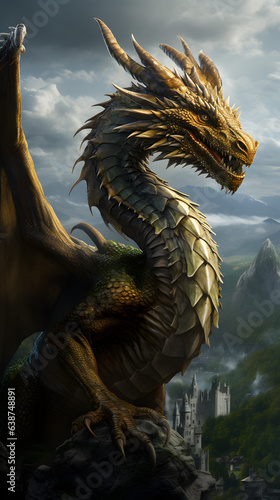 Powerful Dragon. Mythical creatures  © Pattanan