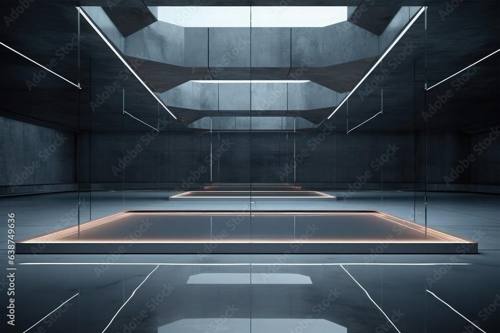 Obraz premium futuristic glass architecture on background