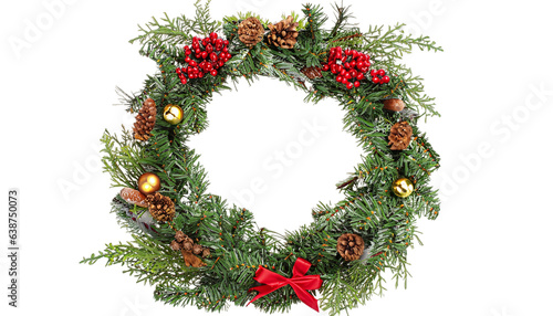 Beautiful Christmas Wreath Isolated on White