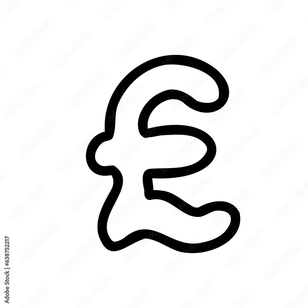 Symbol pound sterling GBP currency outline font in outline bubble style isolated on white background. For branding, font, logo, abc, presentation, alphabet, signboard, lettering, education. Symbol pound sterling GBP currency outline font in outline bubble style isolated on white background. For branding, font, logo, abc, presentation, alphabet, signboard, lettering, education.