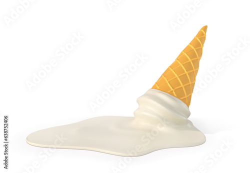 Vanilla ice cream that fell on the surface and spread on a white background. Vector illustration