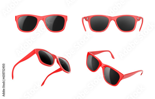 Set of red sunglasses on a white background. Vector illustration