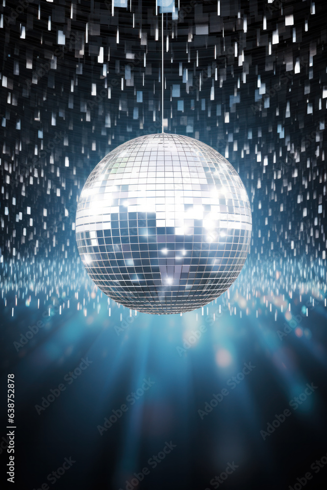Obraz premium Mirror Ball Disco Lights Club Dance Party Glitter Background