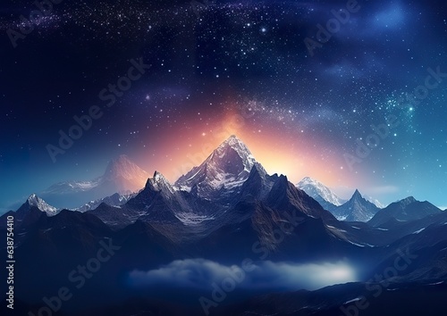The milky rising in the night sky over the mountains, landscapes, 