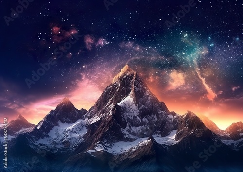 The milky rising in the night sky over the mountains, landscapes, 