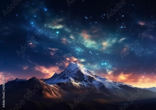 The milky rising in the night sky over the mountains, landscapes, 