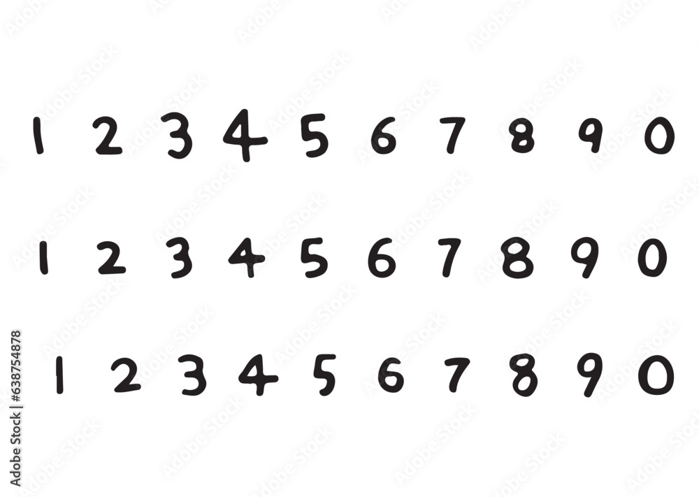シンプルな手書きの数字セット シンプルな手書きの数字セット