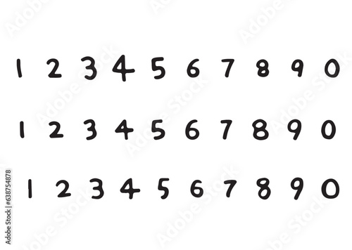 シンプルな手書きの数字セット