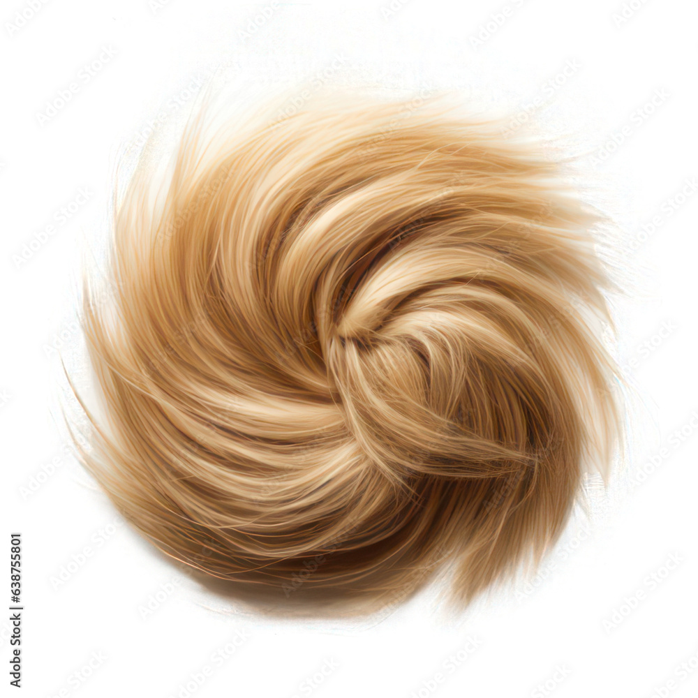 Blond human male hair as wig isolated on white created with Generative AI Blond human male hair as wig isolated on white created with Generative AI