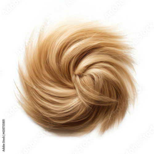 Blond human male hair as wig isolated on white created with Generative AI