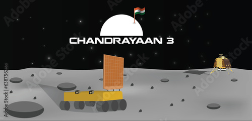 Chandrayaan-3 Mission Pragyan Emerges From Vikram Lander To Carry Out Scientific Research Vector poster