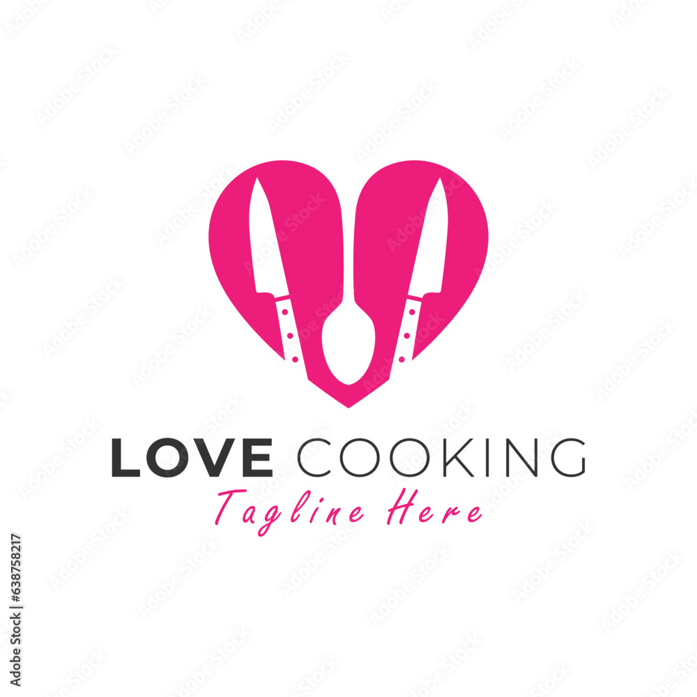 cooking love vector illustration logo